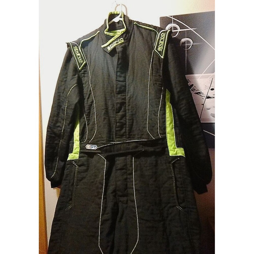 Sparco HOCOTEX Race Suit FIA 8856-2000 | IT 58 XL | Black/Neon w/ Bag